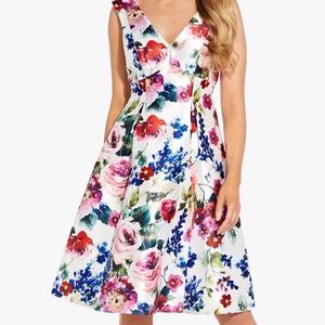 NWT Adrianna Papell Mikado Fit and Flare Floral Cocktail Dress Size 4